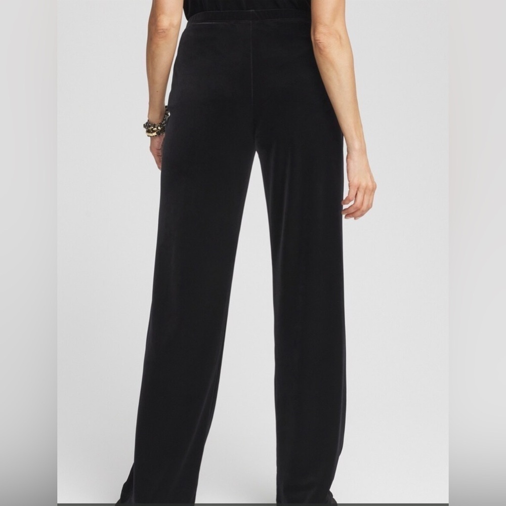 Chico’s Travelers Black Velvet No-Wrinkle Straight Leg Pull-On Pants Large - Picture 3 of 11